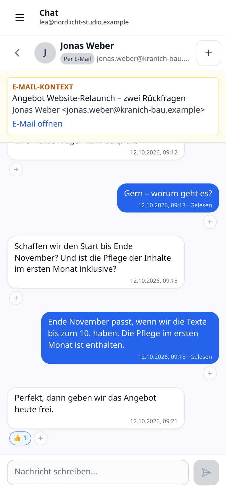 Chat-Unterhaltung auf einem Smartphone