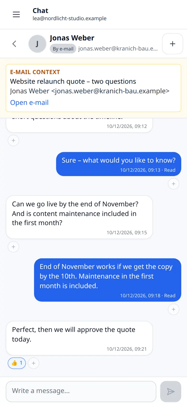 Chat conversation on a smartphone